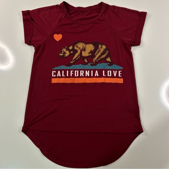 California Love T-Shirt Top Shirt Women’s Casual High Low Hem Bear Retro No Tag - Picture 3 of 10